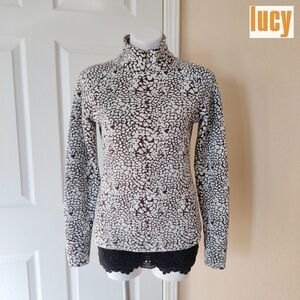 Lucy textured 1/2 zip animal print athletic top M